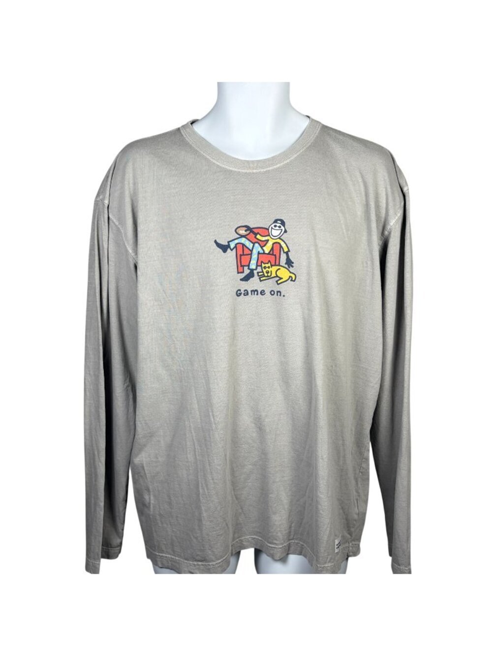 Life is Good Game On Long Sleeve T Shirt Mens L